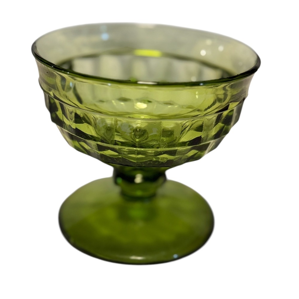 Vintage Indiana Glass Whitehall Avocado Green Sherbet Cups Set of 2 MCM Retro - Picture 11 of 16